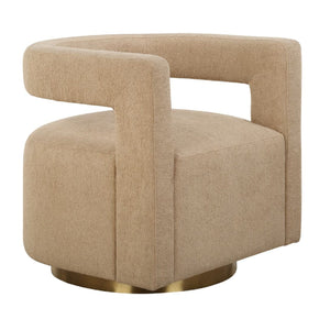   Modern European furniture - Beige Boucle Modern Swivel Chair - www.oroa.com | Oroa.com