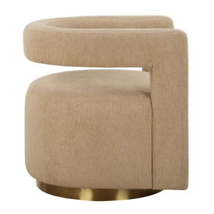   Modern European furniture - Beige Boucle Modern Swivel Chair - www.oroa.com | Oroa.com