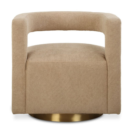   Modern European furniture - Beige Boucle Modern Swivel Chair - www.oroa.com | Oroa.com