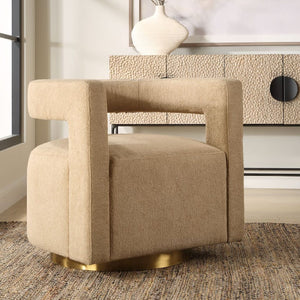   Modern European furniture - Beige Boucle Modern Swivel Chair - www.oroa.com | Oroa.com