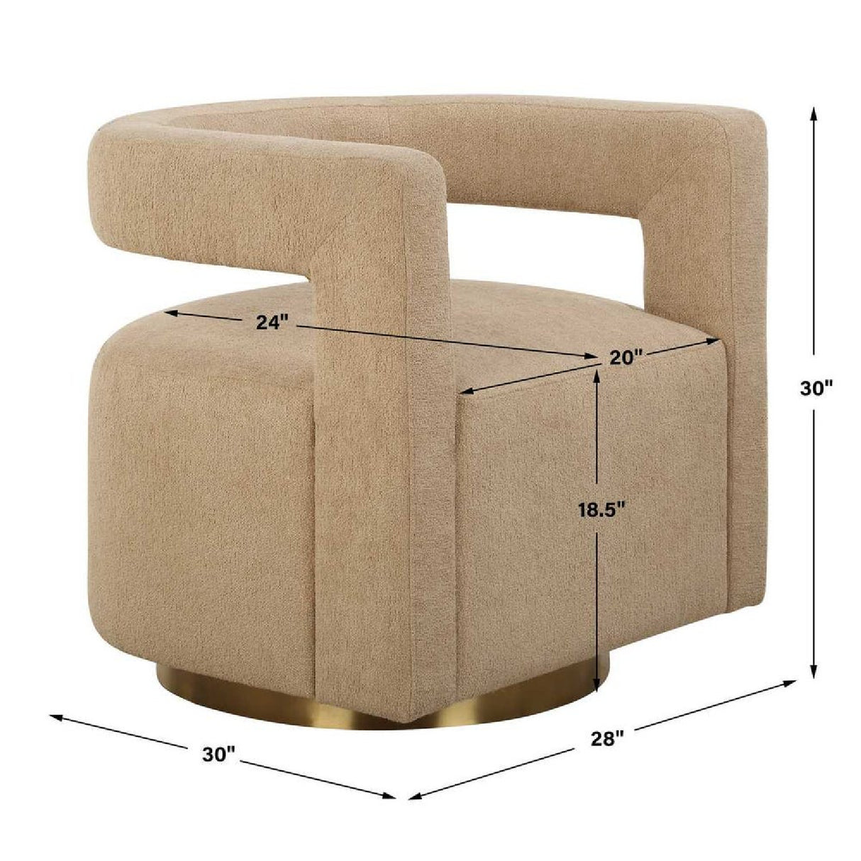  Modern European furniture - Beige Boucle Modern Swivel Chair - www.oroa.com | Oroa.com