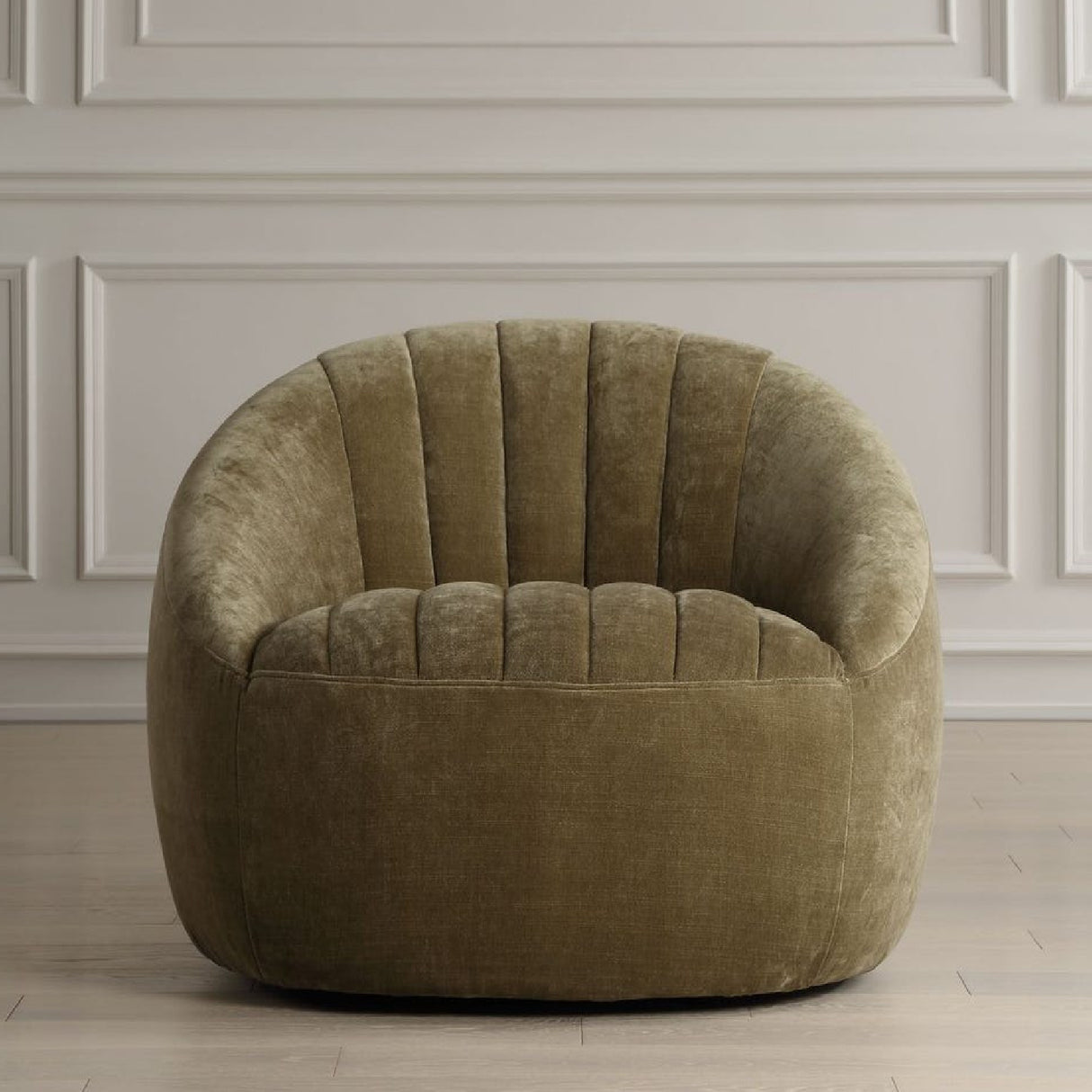   Modern European furniture - Green Chambray Channeled Swivel Chair - www.oroa.com | Oroa.com