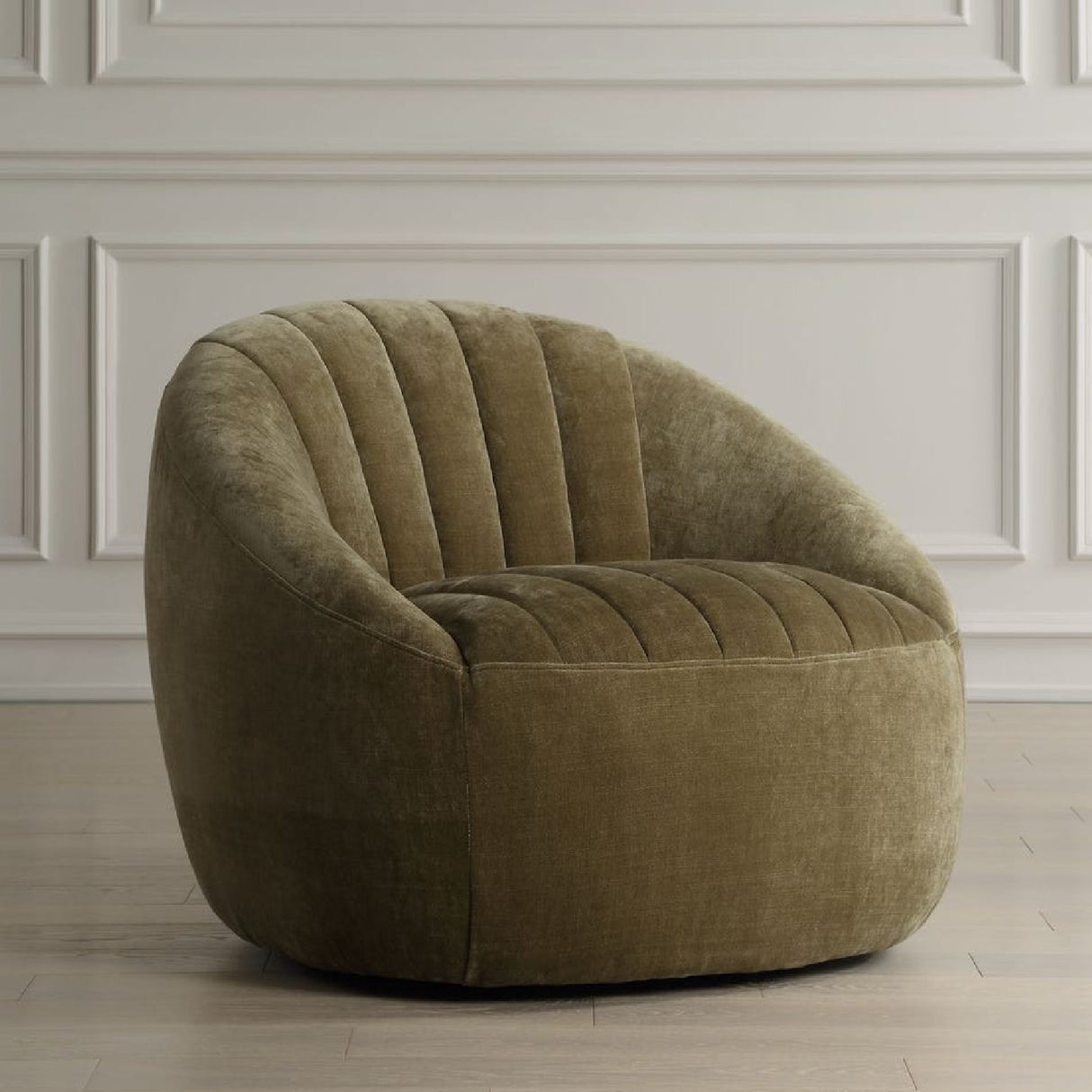   Modern European furniture - Green Chambray Channeled Swivel Chair - www.oroa.com | Oroa.com