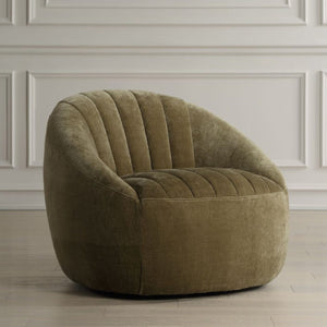   Modern European furniture - Green Chambray Channeled Swivel Chair - www.oroa.com | Oroa.com
