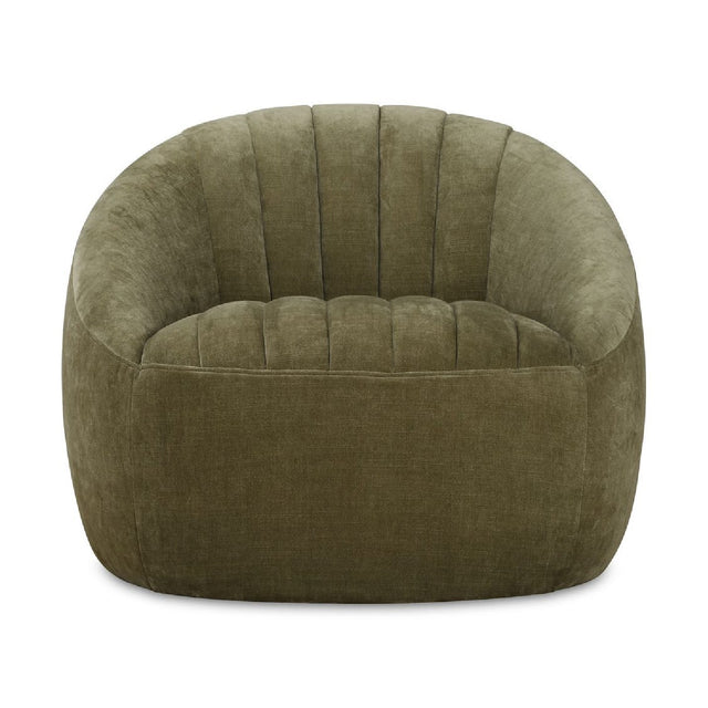 Modern European furniture - Green Chambray Channeled Swivel Chair - www.oroa.com