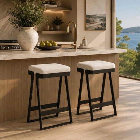   Modern European furniture - White Boucle Seat Counter Stool - www.oroa.com | Oroa.com