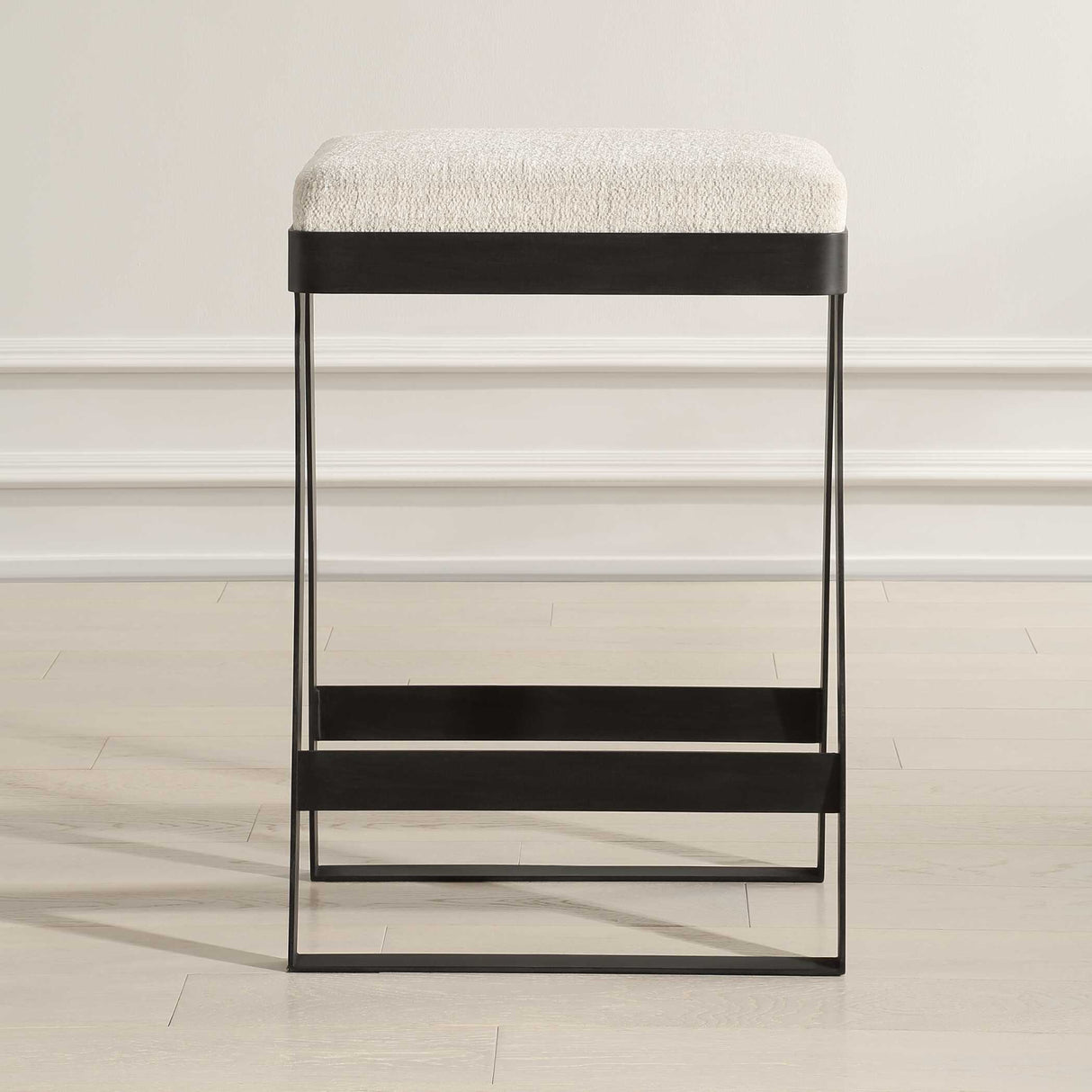   Modern European furniture - White Boucle Seat Counter Stool - www.oroa.com | Oroa.com