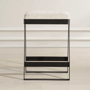   Modern European furniture - White Boucle Seat Counter Stool - www.oroa.com | Oroa.com