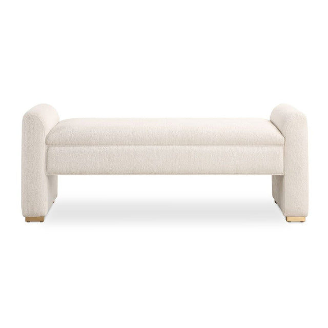 Modern European furniture - White Boucle Modern Bench - www.oroa.com