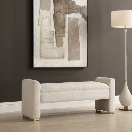   Modern European furniture - White Boucle Modern Bench - www.oroa.com | Oroa.com