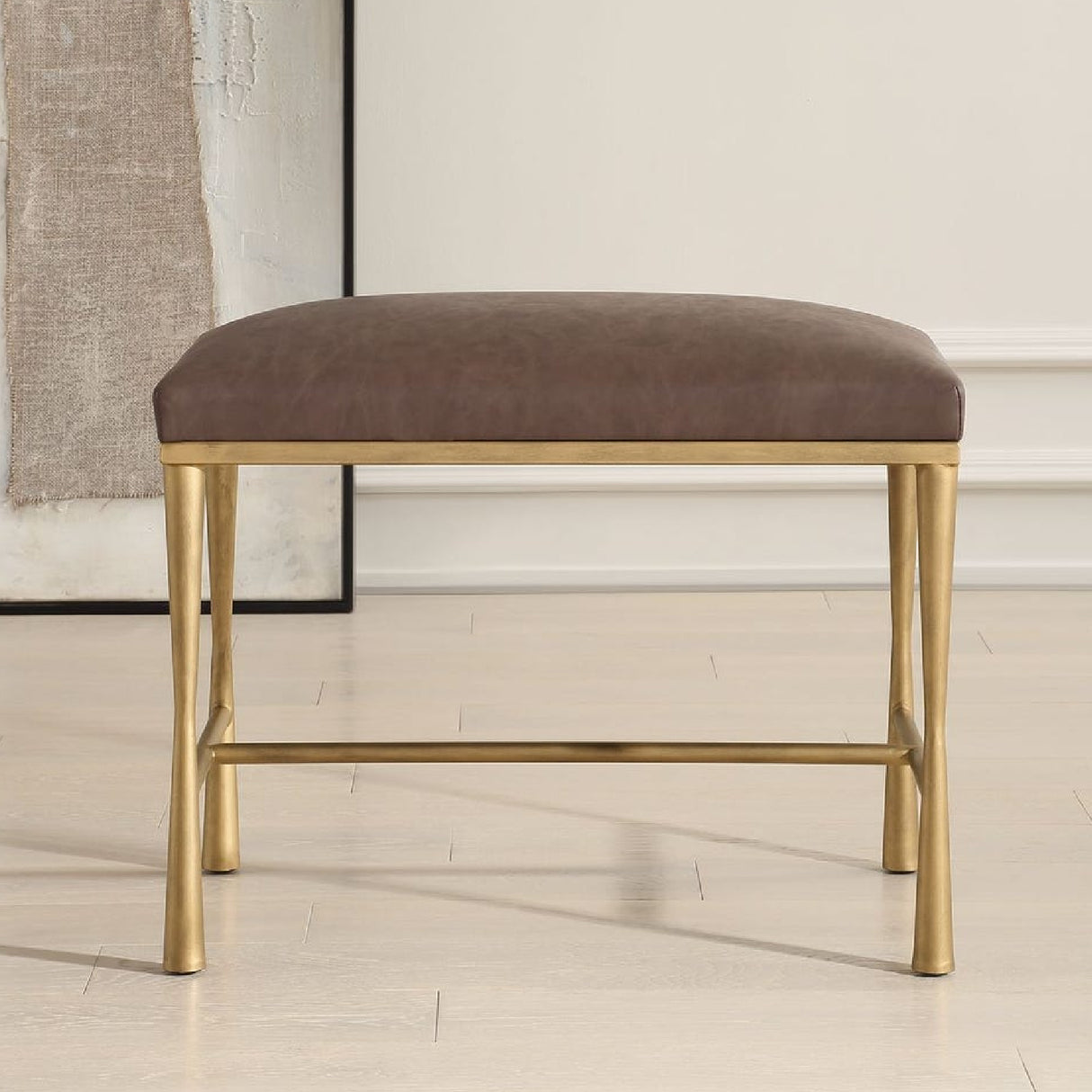   Modern European furniture - Brown Leather Inspired Bench S - www.oroa.com | Oroa.com