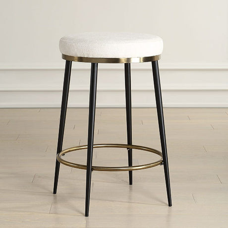   Modern European furniture - Cream Chenille Round Counter Stool  - www.oroa.com | Oroa.com