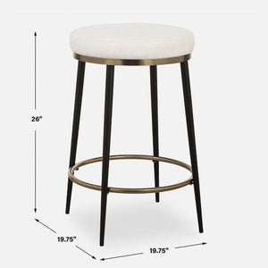   Modern European furniture - Cream Chenille Round Counter Stool  - www.oroa.com | Oroa.com