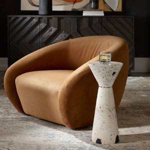   Curved-Back Velvet Swivel Chair | Oroa.com