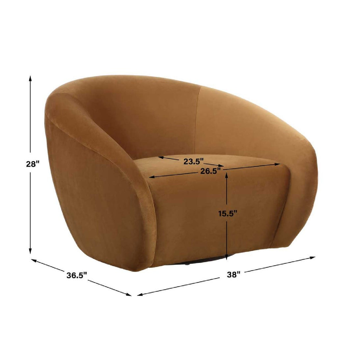   Curved-Back Velvet Swivel Chair | Oroa.com