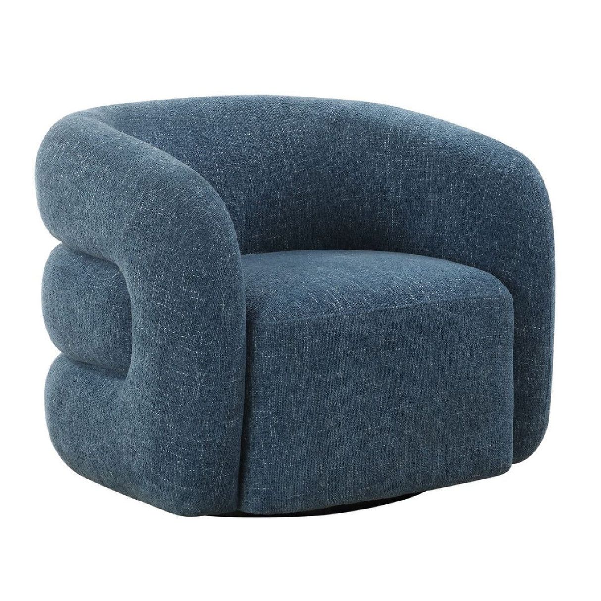   Modern European furniture - Blue Chenille Swivel Chair - www.oroa.com | Oroa.com