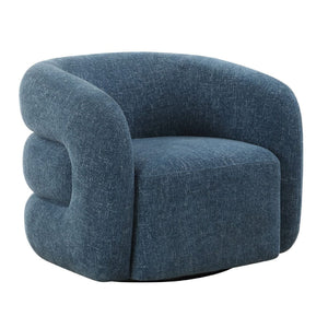  Modern European furniture - Blue Chenille Swivel Chair - www.oroa.com | Oroa.com