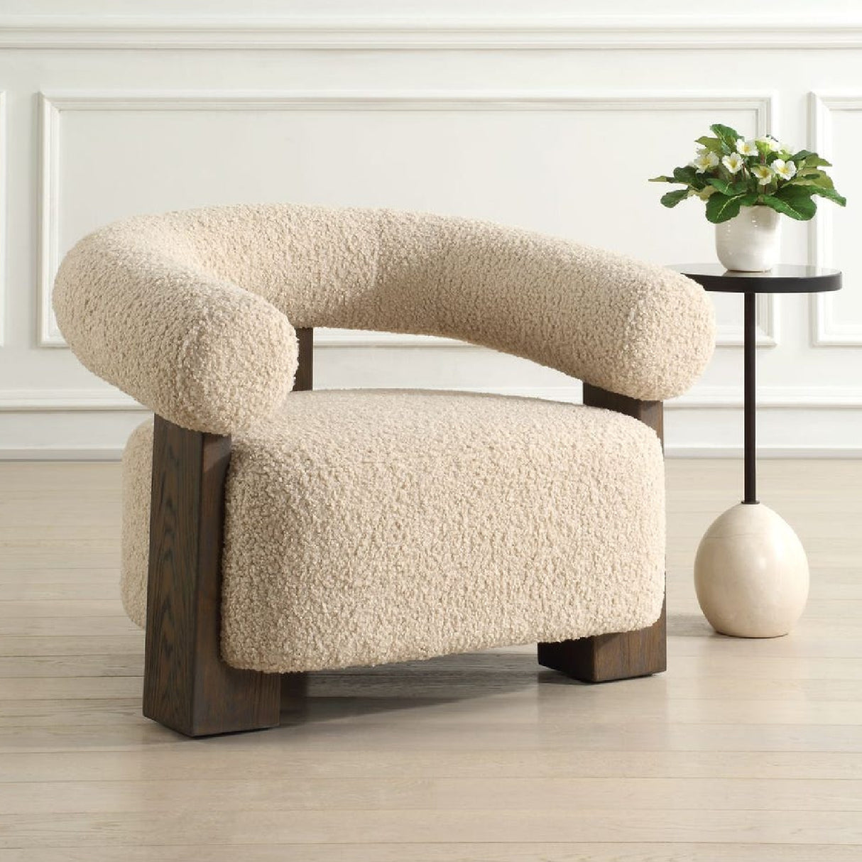   Modern European furniture - White Shearling T-Back Accent Chair - www.oroa.com | Oroa.com