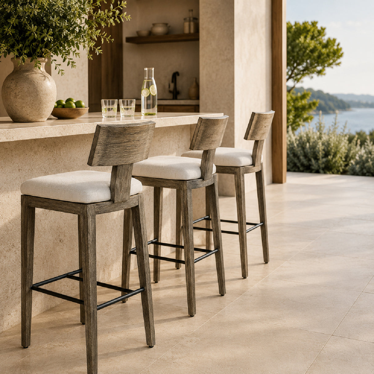   Modern European furniture - Mahogany T-Shaped Outdoor Bar Stool  - www.oroa.com | Oroa.com