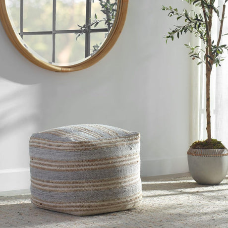  Modern European furniture - Gray & Cream Fabric Ottoman - www.oroa.com | Oroa.com