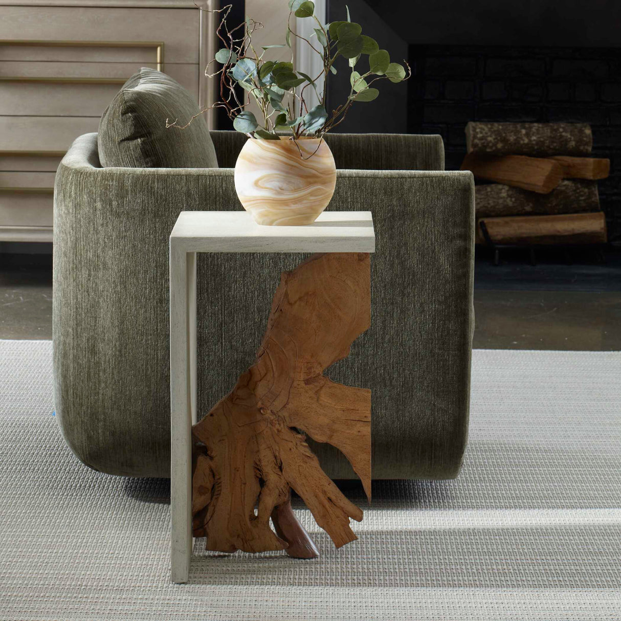   Two-Toned Teak Accent Table | Oroa.com