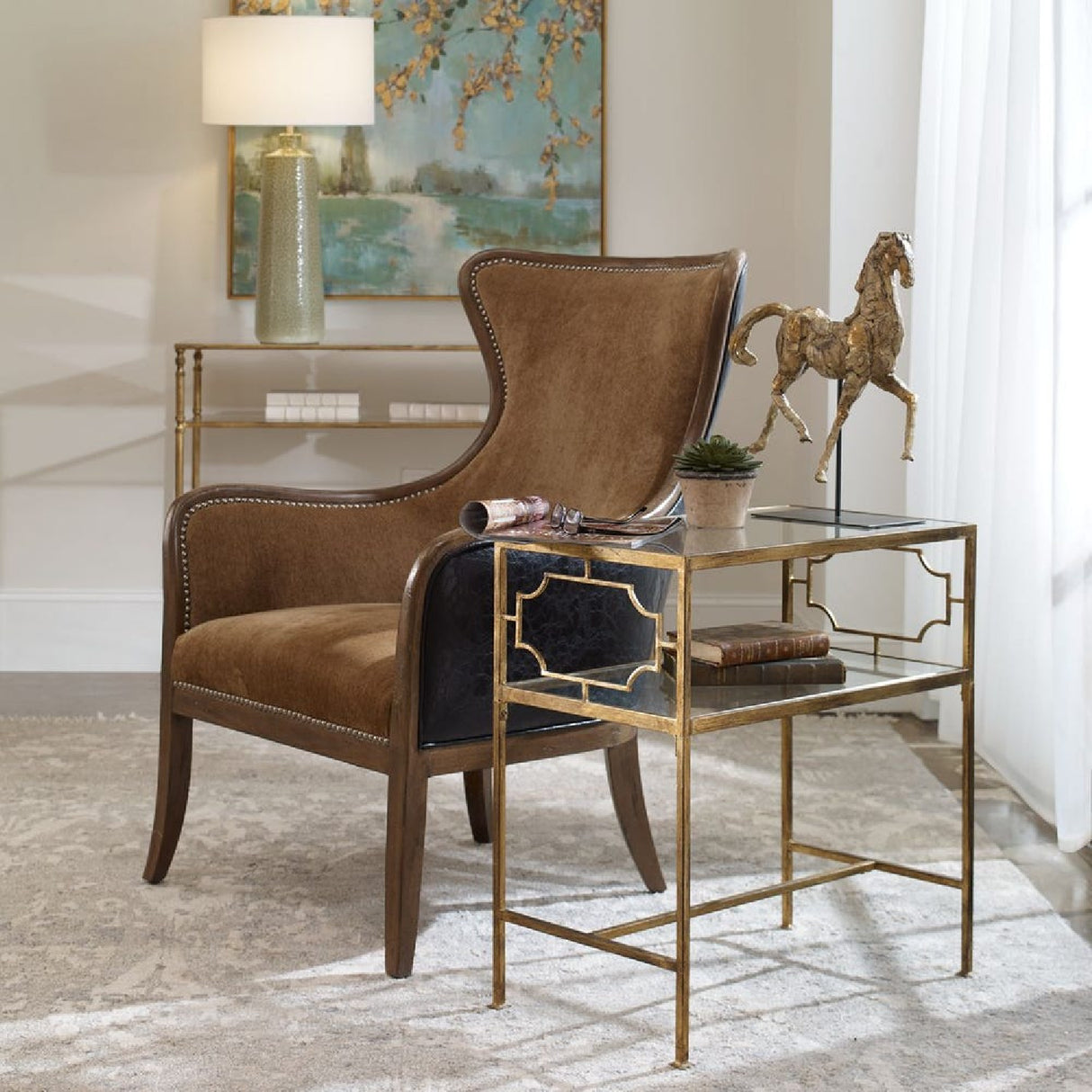   Modern European furniture - Gold Framed Side Table - www.oroa.com | Oroa.com