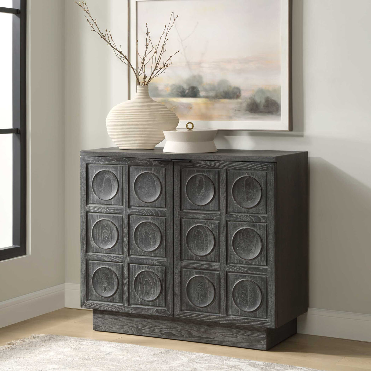   Modern European furniture - Circle Carved Elm 2-Door Cabinet - www.oroa.com | Oroa.com
