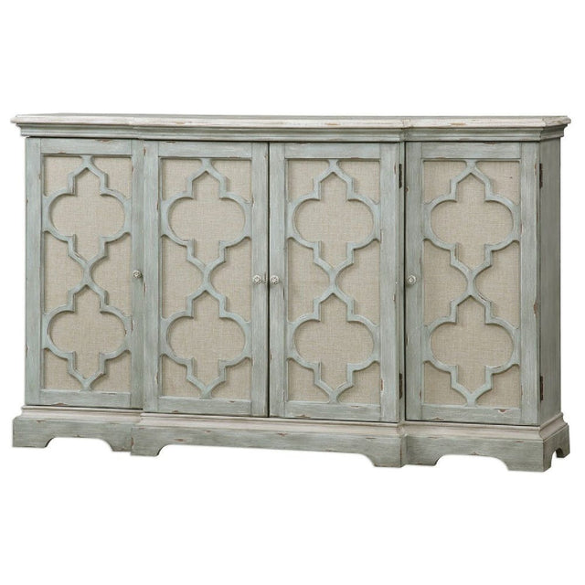 Modern European furniture - Gray Open-Carved 4-Door Cabinet - www.oroa.com