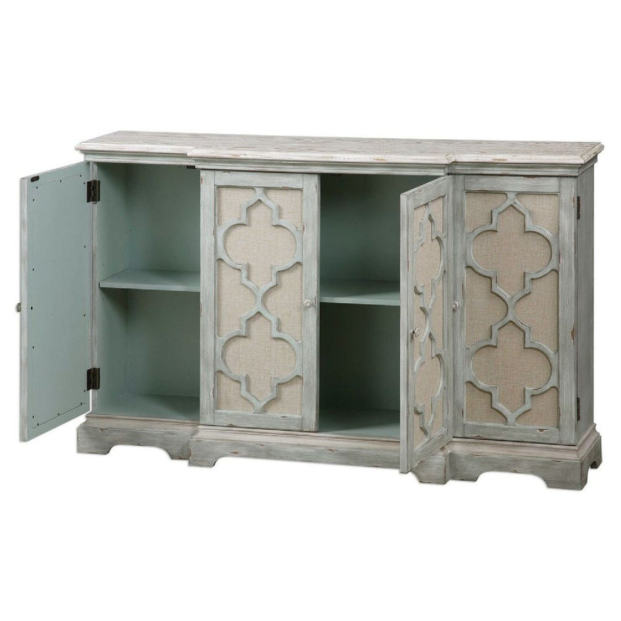   Modern European furniture - Gray Open-Carved 4-Door Cabinet - www.oroa.com | Oroa.com