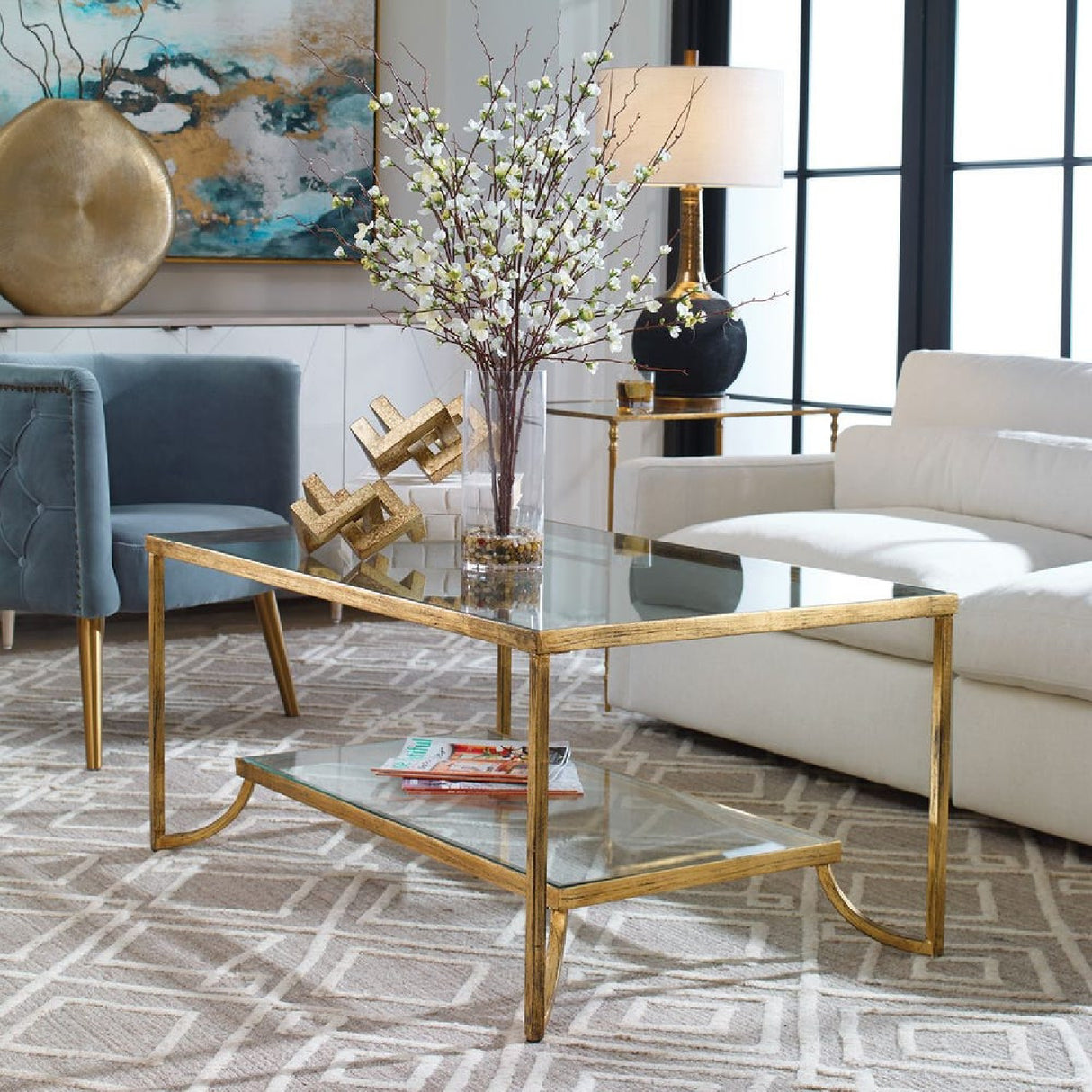   Modern European furniture - Gold Framed Coffee Table - www.oroa.com | Oroa.com