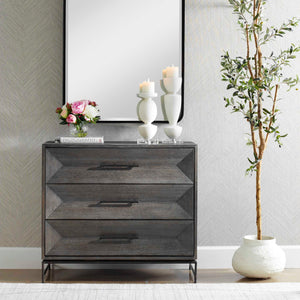   Modern European furniture - Gray Glazed Acacia 3-Drawer Chest - www.oroa.com | Oroa.com