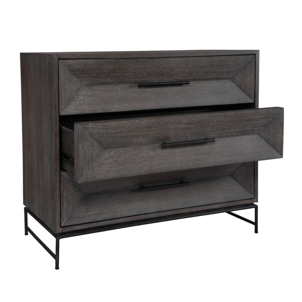  Modern European furniture - Gray Glazed Acacia 3-Drawer Chest - www.oroa.com | Oroa.com