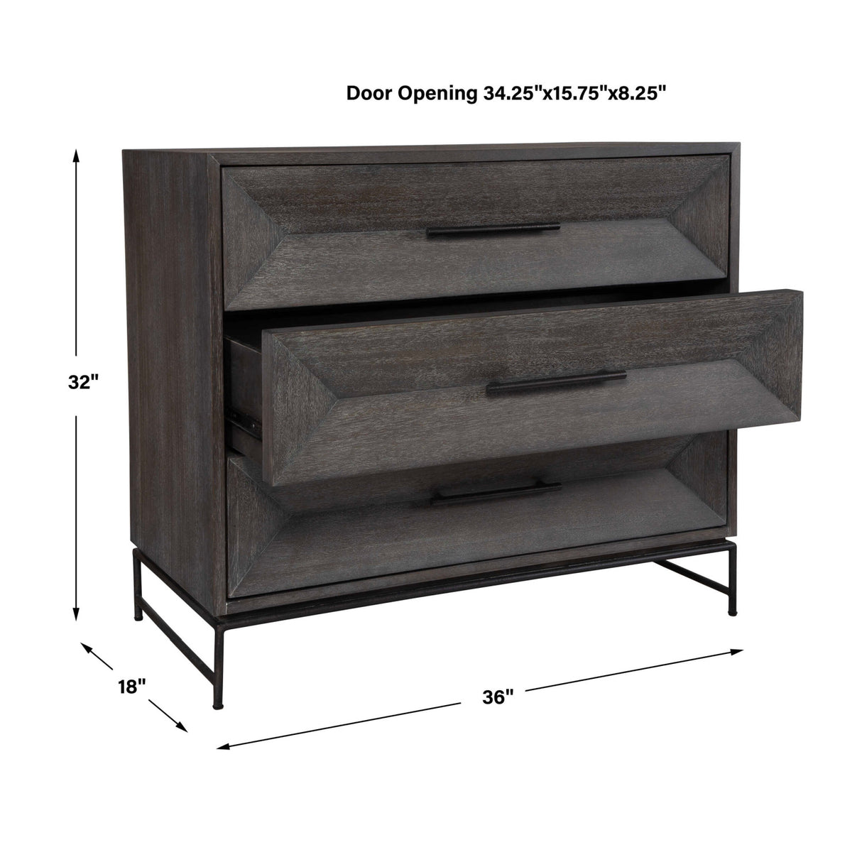   Modern European furniture - Gray Glazed Acacia 3-Drawer Chest - www.oroa.com | Oroa.com