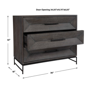   Modern European furniture - Gray Glazed Acacia 3-Drawer Chest - www.oroa.com | Oroa.com