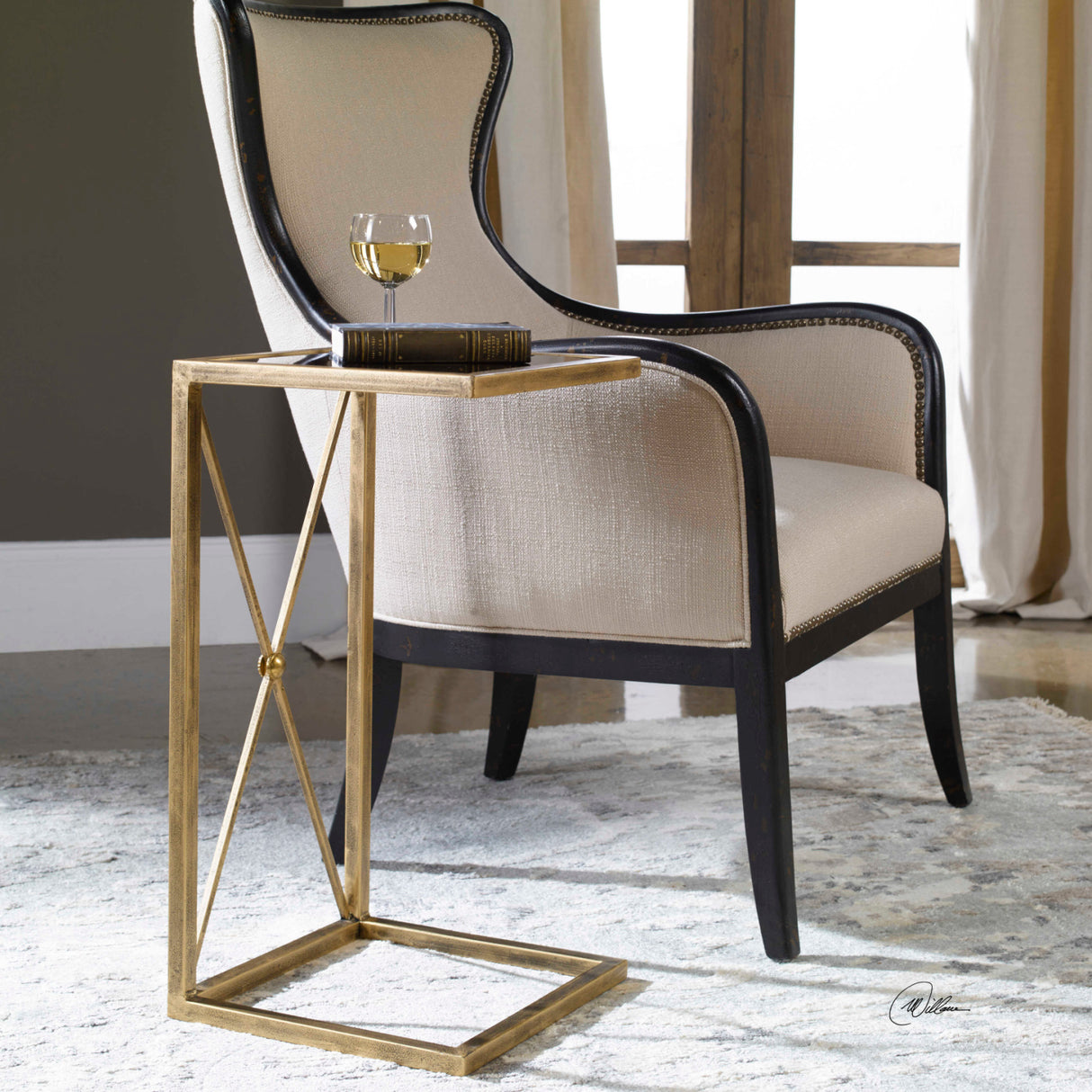   Gold C-Shaped Accent Table | Oroa.com