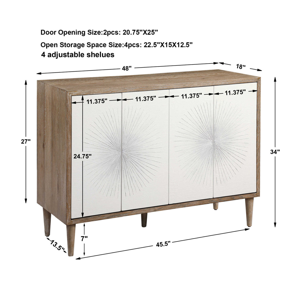   Modern European furniture - White Starburst 4-Door Cabinet - www.oroa.com | Oroa.com