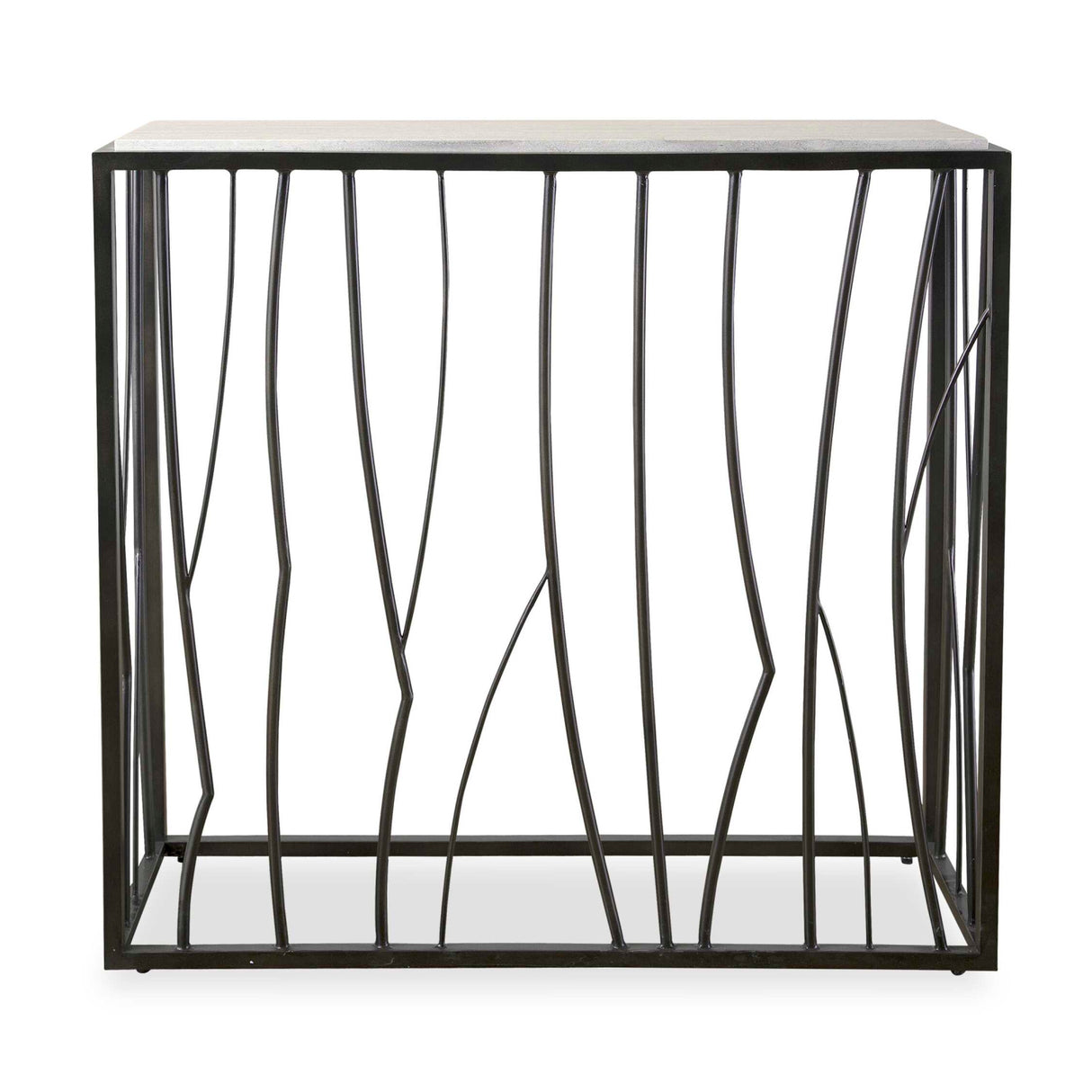   Iron Framed Travertine Console Table | Oroa.com