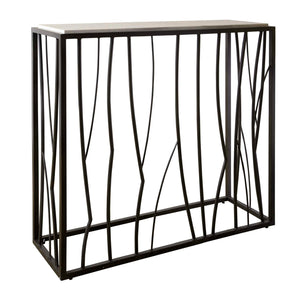   Iron Framed Travertine Console Table | Oroa.com