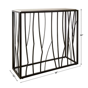   Iron Framed Travertine Console Table | Oroa.com
