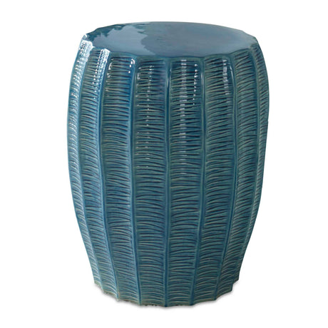   Modern European furniture - Blue Ceramic Scalloped Garden Stool - www.oroa.com | Oroa.com