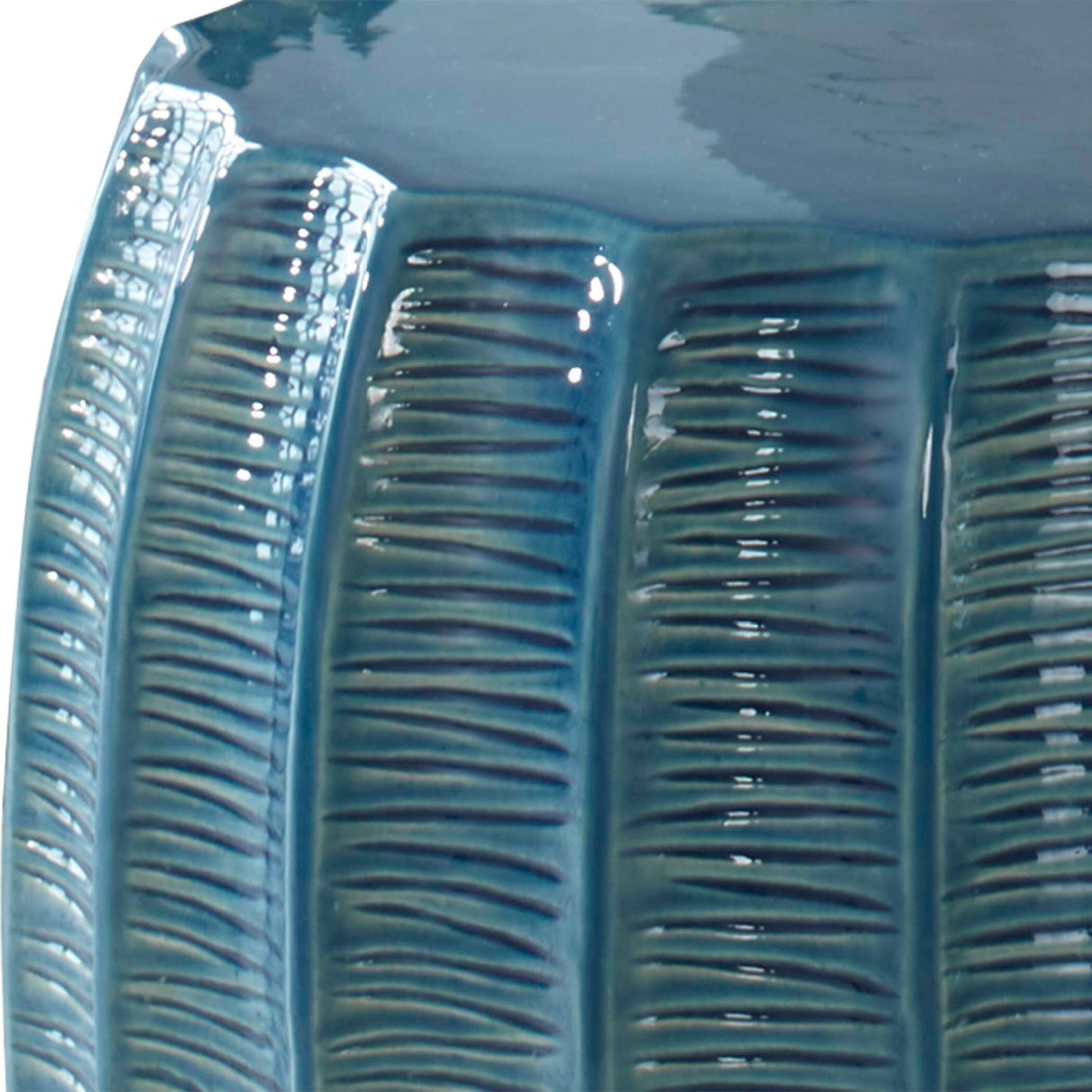   Modern European furniture - Blue Ceramic Scalloped Garden Stool - www.oroa.com | Oroa.com