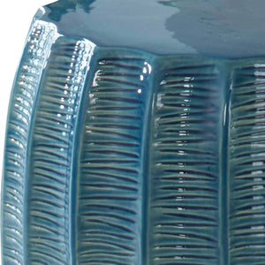   Modern European furniture - Blue Ceramic Scalloped Garden Stool - www.oroa.com | Oroa.com