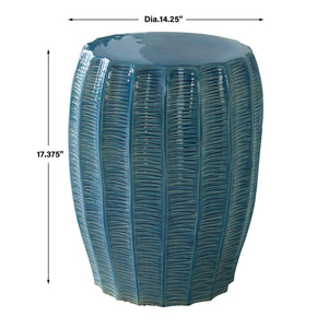   Modern European furniture - Blue Ceramic Scalloped Garden Stool - www.oroa.com | Oroa.com