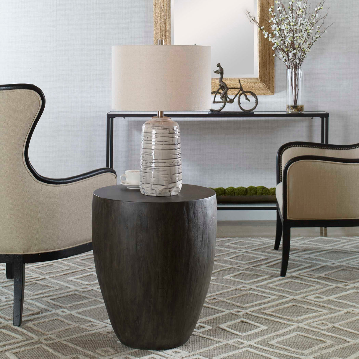   Modern European furniture - Walnut Finished Round End Table - www.oroa.com | Oroa.com