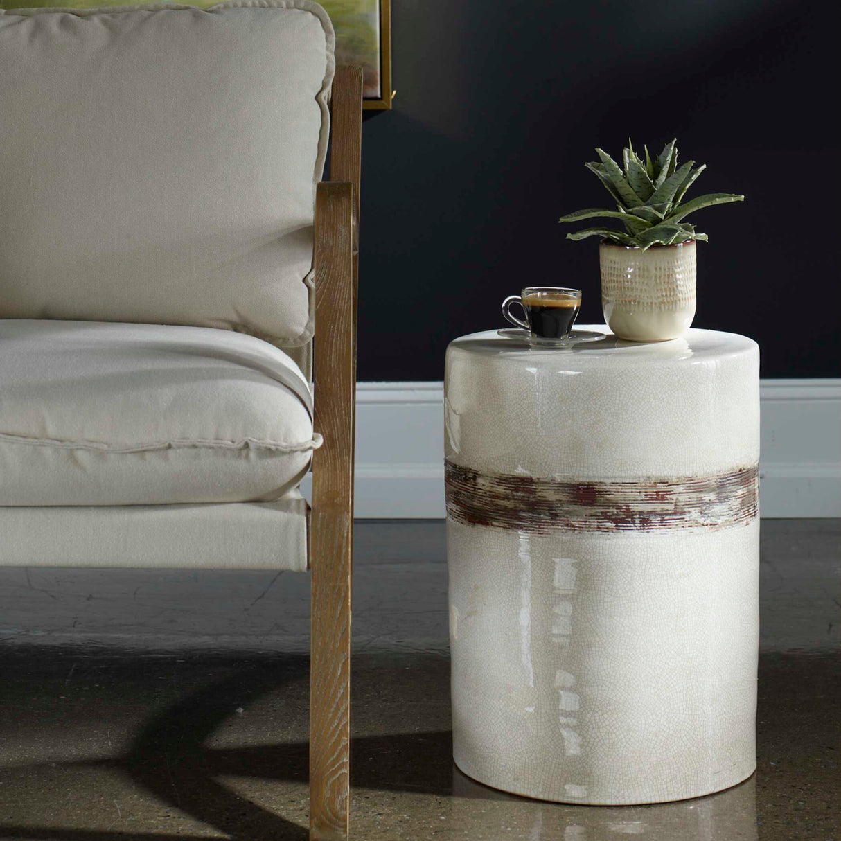   Modern European furniture - White Crackle Ceramic Garden Stool - www.oroa.com | Oroa.com