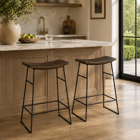   Modern European furniture - Solid Mango Scooped Counter Stool - www.oroa.com | Oroa.com