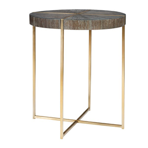   Round Acacia Veneer Accent Table | Oroa.com