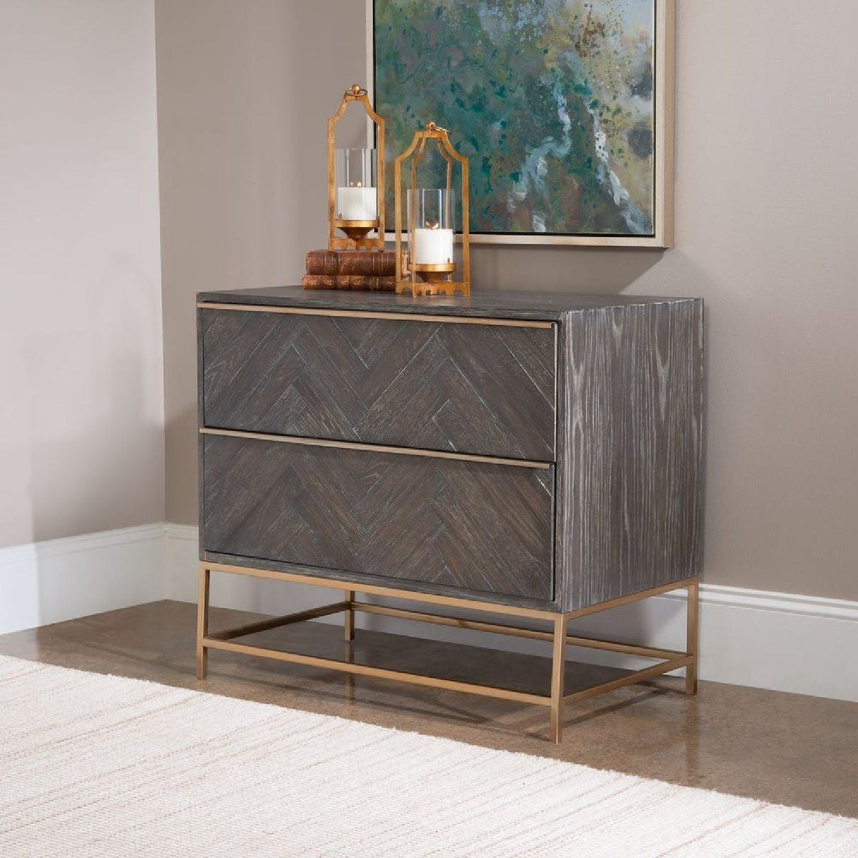   Modern European furniture - Oak Herringbone 2-Drawer Chest  - www.oroa.com | Oroa.com