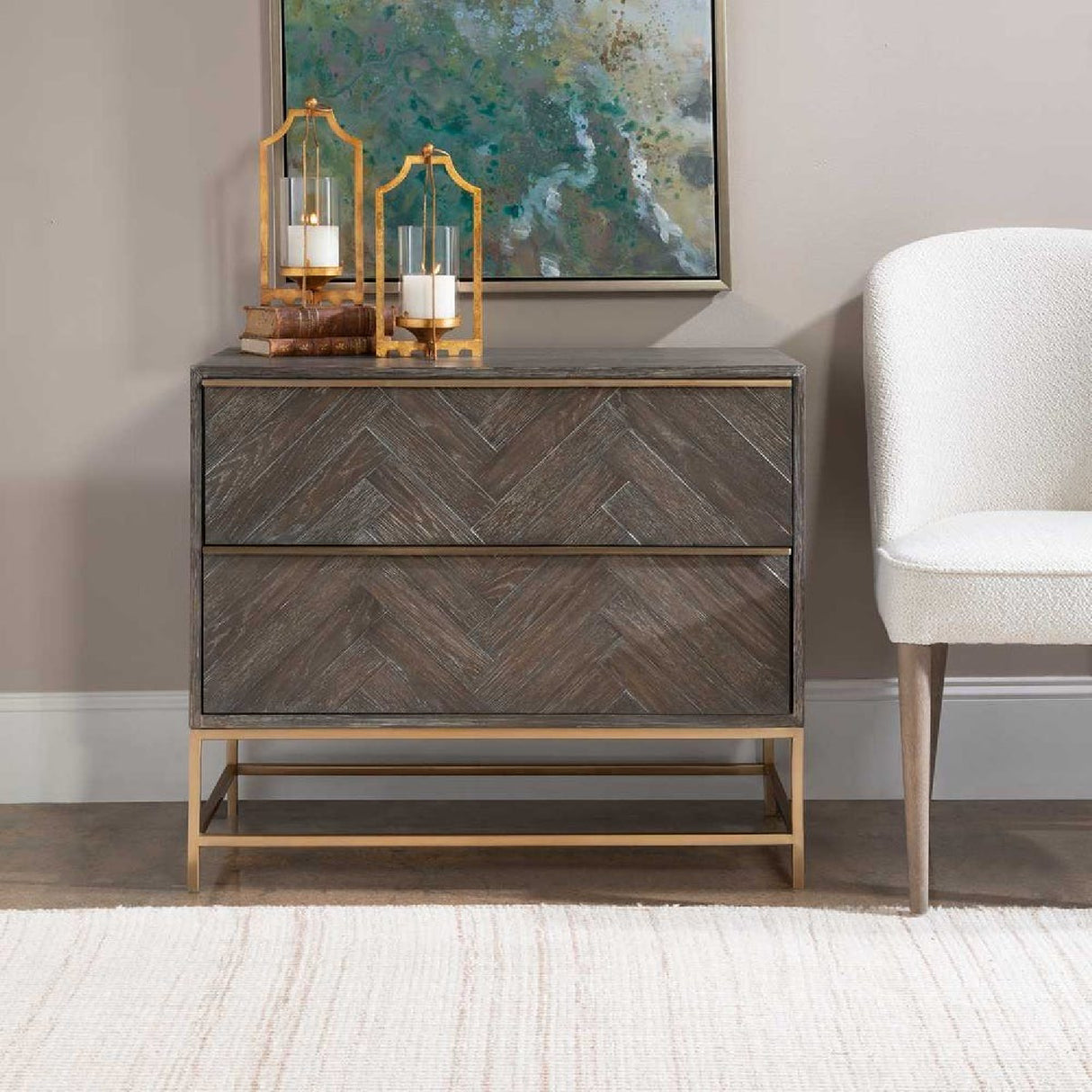   Modern European furniture - Oak Herringbone 2-Drawer Chest  - www.oroa.com | Oroa.com