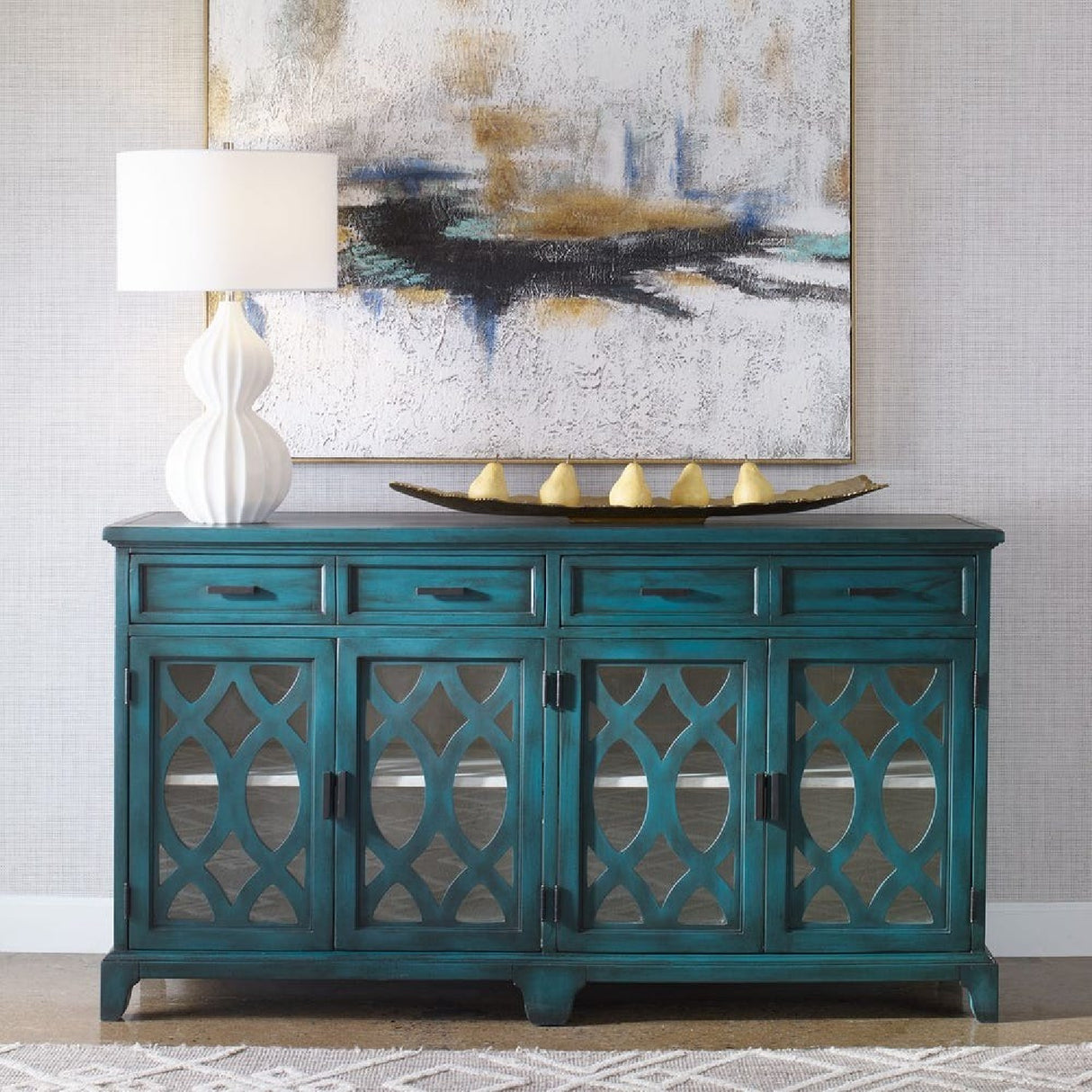   Modern European furniture - Green Wooden Cutouts Credenza - www.oroa.com | Oroa.com